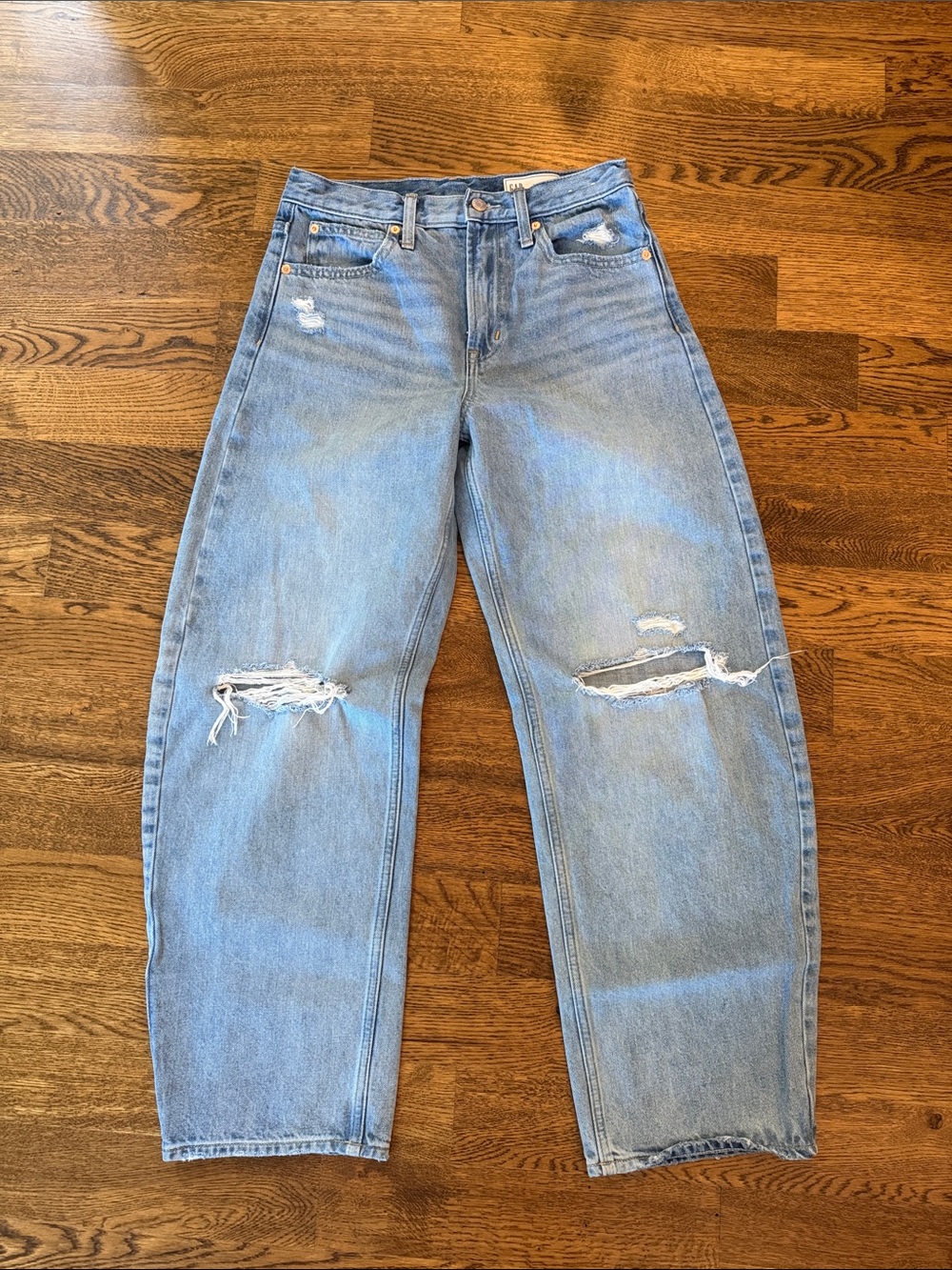 GAP Distressed Barrel Jeans